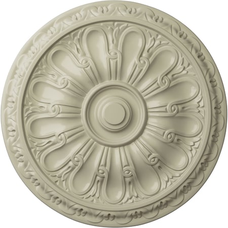 Ekena Millwork Kirke Ceiling Medallion (Fits Canopies up to 3 3/4"), Hand-Painted Clear Yellow, 15 3/4"OD x 5/8"P CM16KICYF